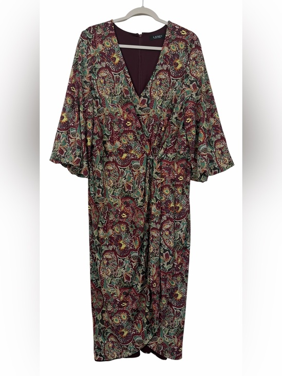 Lauren Ralph Lauren Dresses & Skirts - Lauren Ralph Lauren Floral Jersey Tie Front Midi Dress Wrap Style Size 16